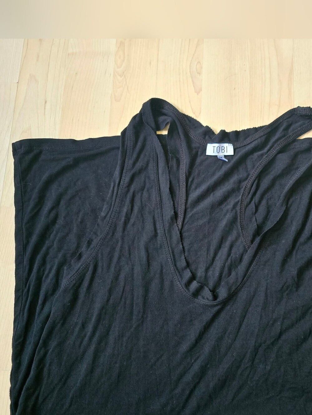 Tobi Black Racer Back Distressed Collar Dress Size XS